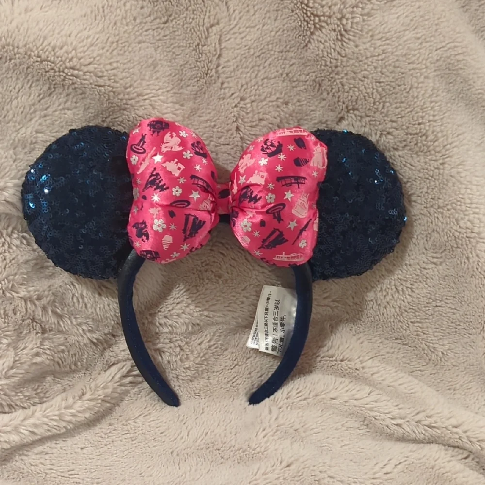 Disney Pink and Blue Minnie Mouse Ears Headband - Picture 1 of 1